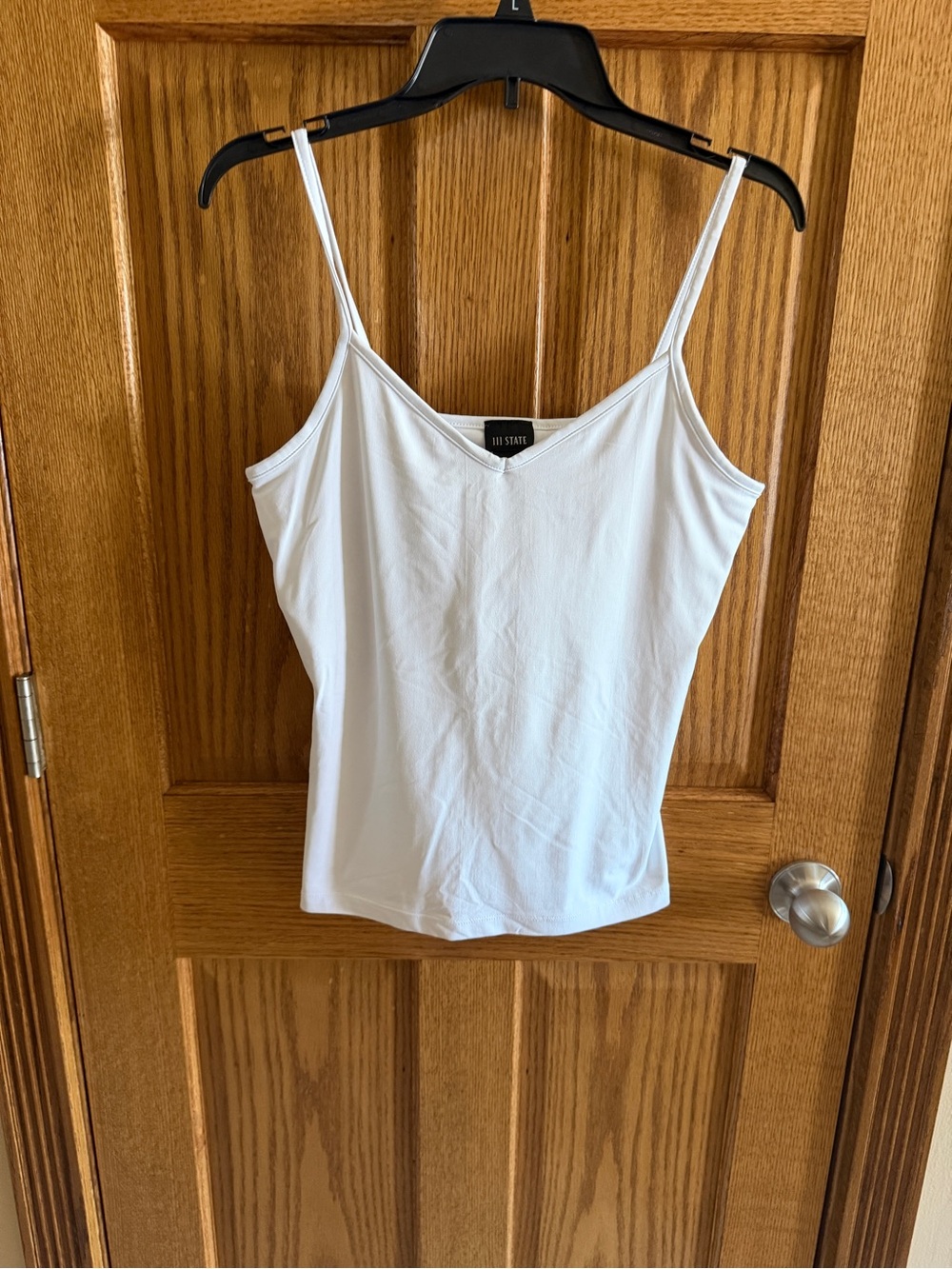 111 State White Large V-Neck Spaghetti Strap Cami